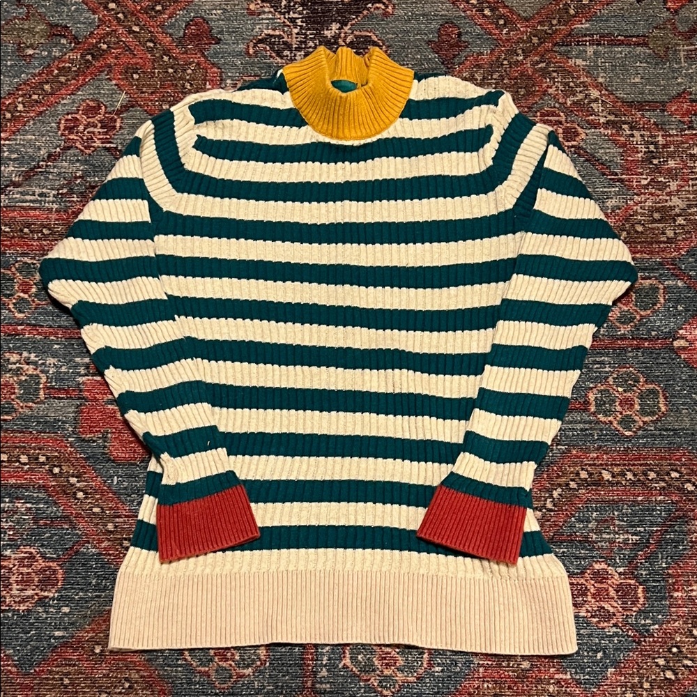 Little Green Radicals Teal & Cream Striped Sweater